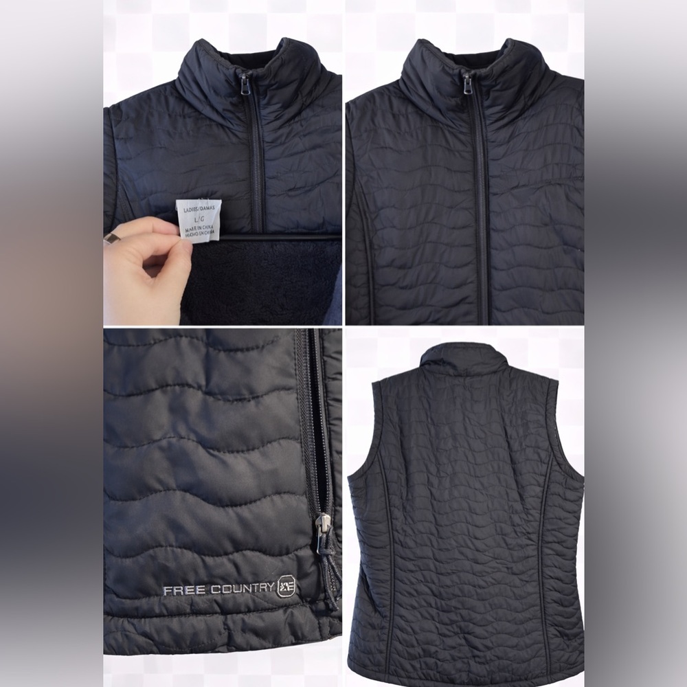 Free Country Black Quilted Sleeveless Vest - Picture 2 of 2